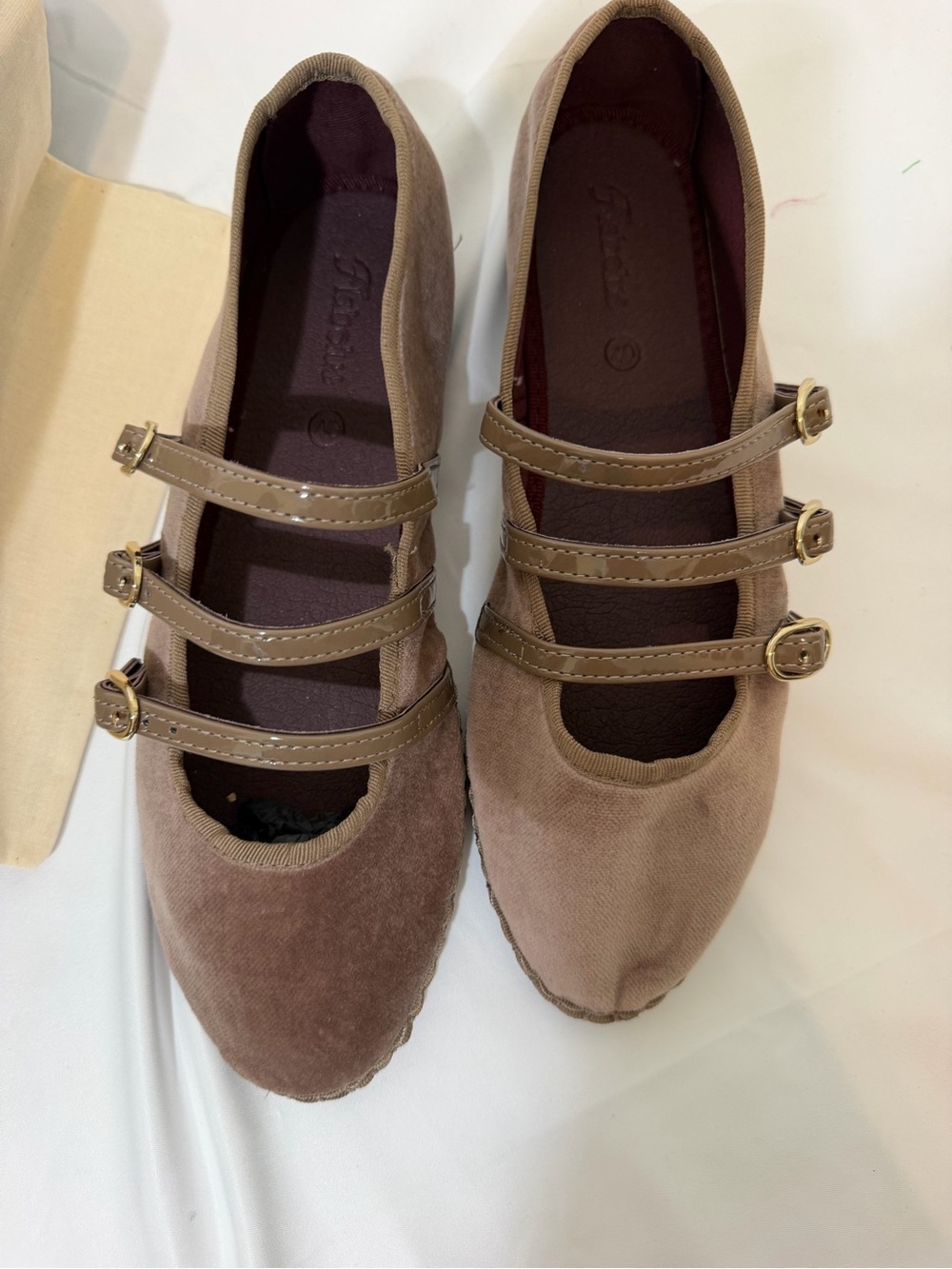 Flabelus Mina Triple Strap Velvet Mary Jane Flats Brown EU 40 NIB Handmade Spain - Picture 11 of 17
